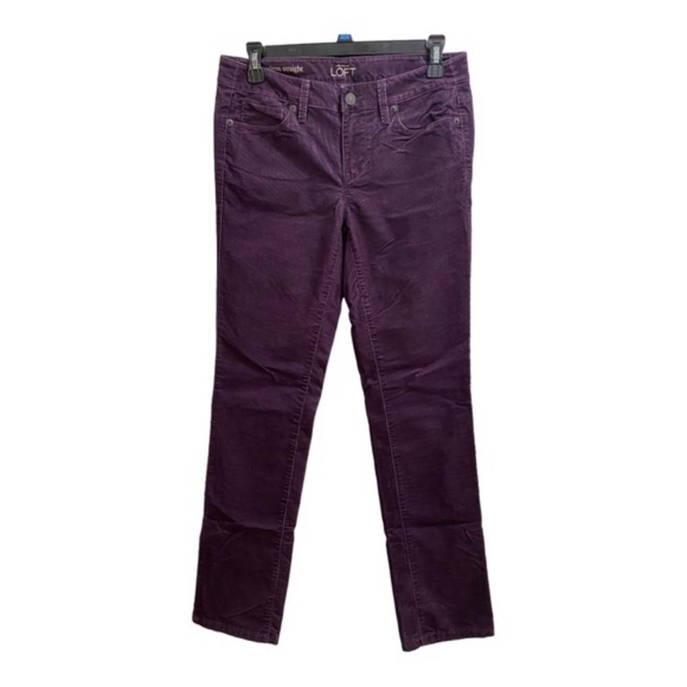 Ann Taylor Loft Corduroyβ Pants, Size 26/2 Purple Modern Straight Zip Pockets